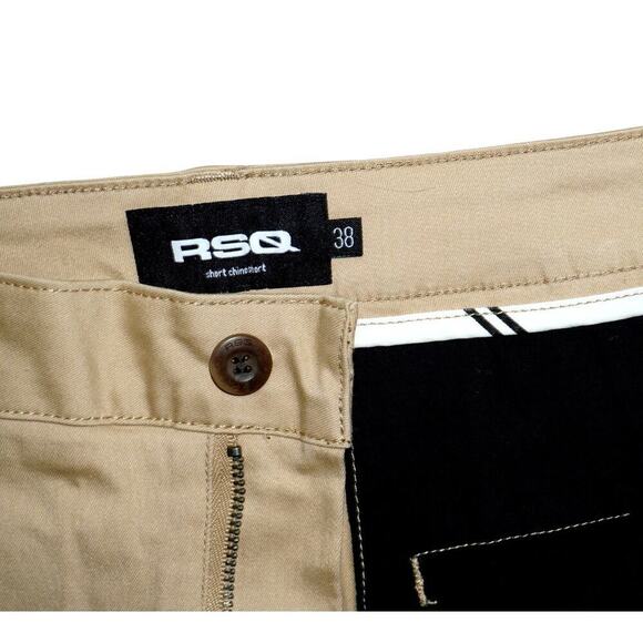 RSQ Beige Chino Shorts – Size 38 Men's Casual Stretch Twill Flat Front - Picture 3 of 4
